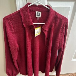 Anne Klein Crimson Textured Shirt